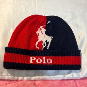 Vintage Polo Ralph Lauren Big Pony Beanie. Color: Red/White/Blue. Size: OS